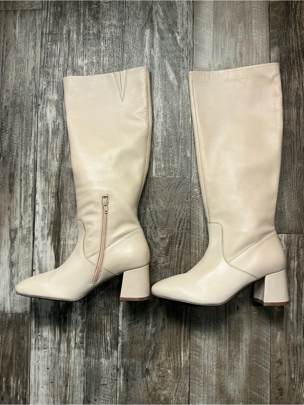 NWOB Seychelles Beige Knee High Block Heel Boots Size 10 - Picture 14 of 16